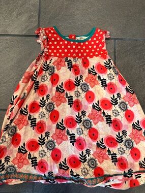 Matilda Jane Pink Polka Dot Lined Dress with Teal Trim